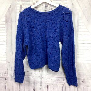 Vintage Sasson 1990s Blue Open Knit Sweater